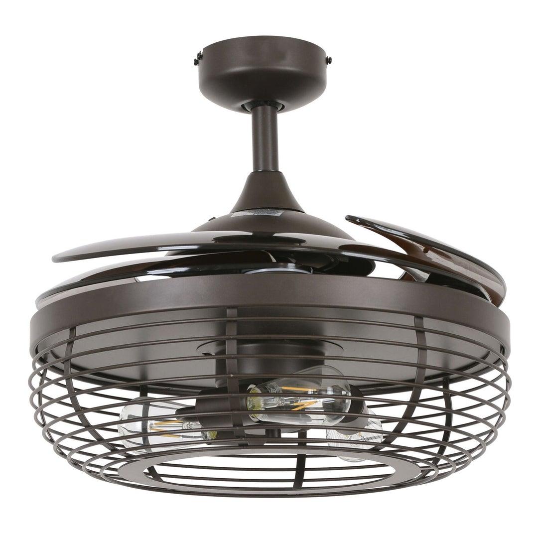 Steel with Basket Shade Retractable Blade Ceiling Fan - LV LIGHTING