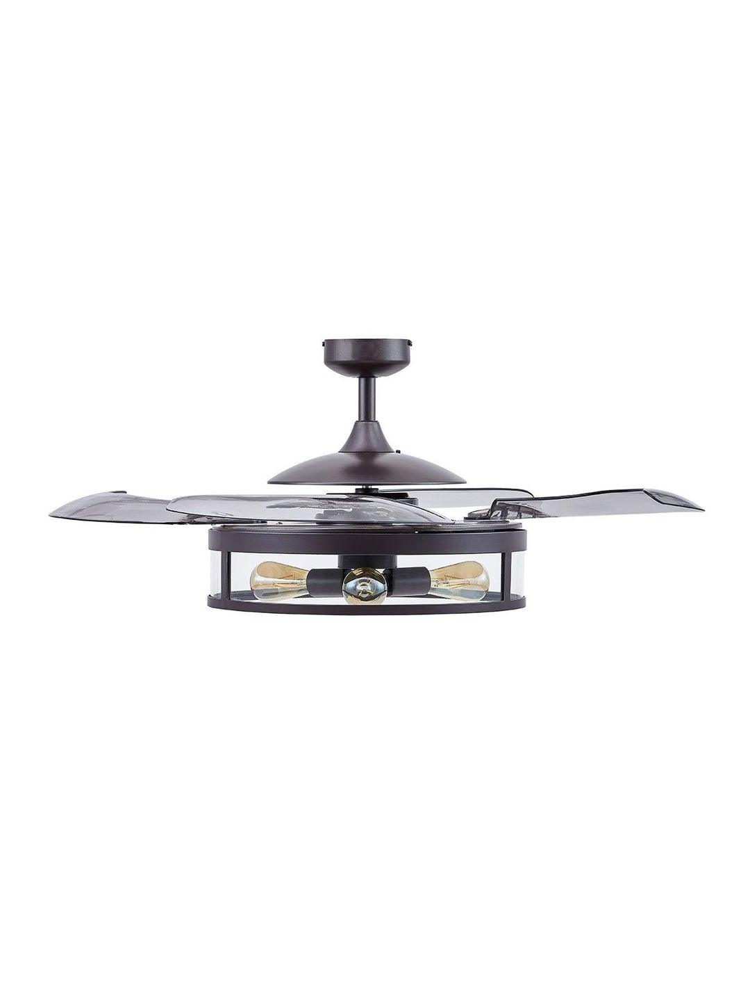 Steel with Clear Glass Shade Retractable Blade Ceiling Fan - LV LIGHTING