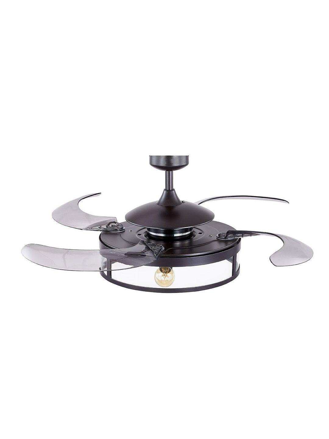 Steel with Clear Glass Shade Retractable Blade Ceiling Fan - LV LIGHTING