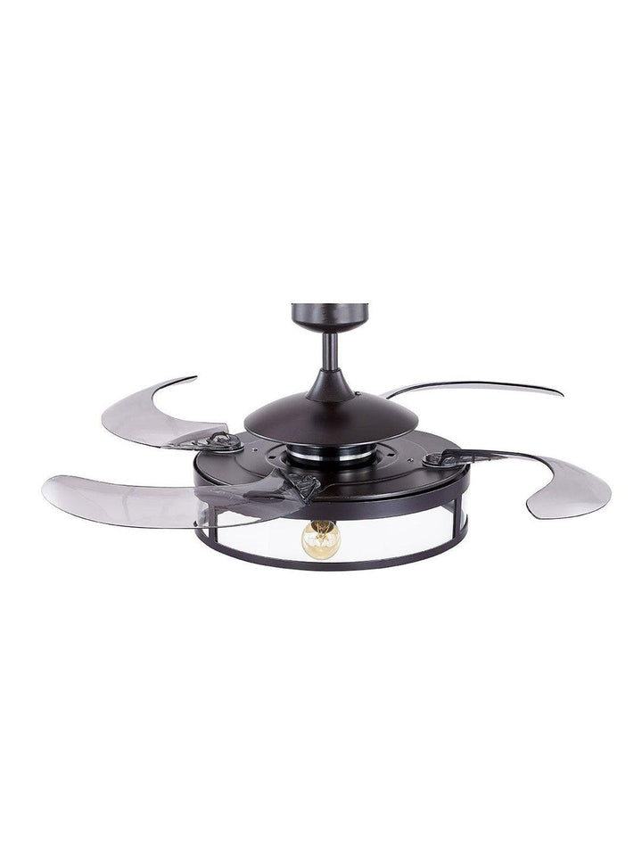 Steel with Clear Glass Shade Retractable Blade Ceiling Fan - LV LIGHTING