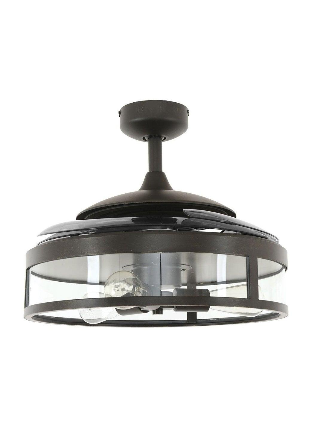 Steel with Clear Glass Shade Retractable Blade Ceiling Fan - LV LIGHTING