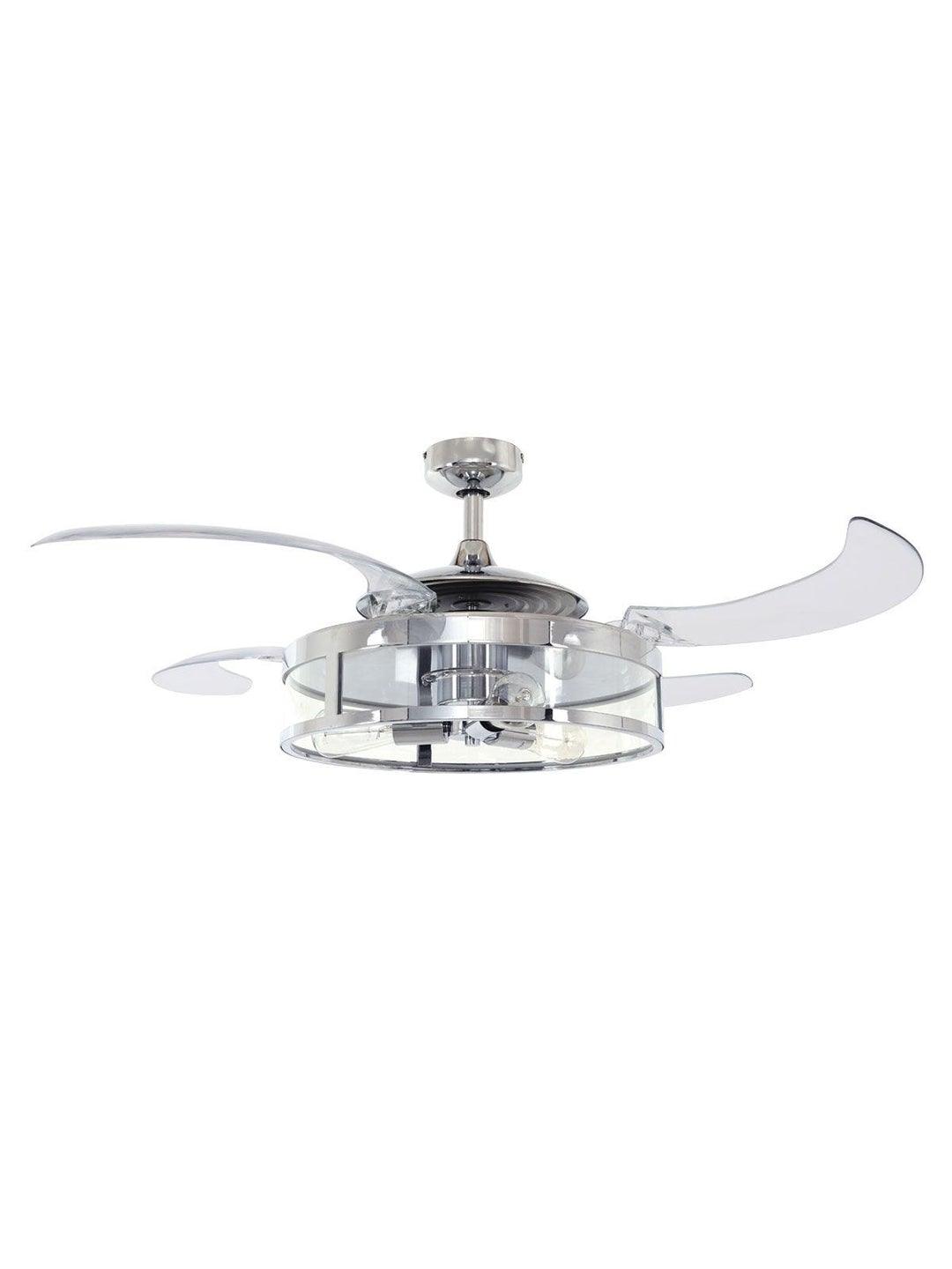 Steel with Clear Glass Shade Retractable Blade Ceiling Fan - LV LIGHTING