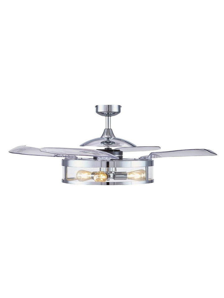Steel with Clear Glass Shade Retractable Blade Ceiling Fan - LV LIGHTING