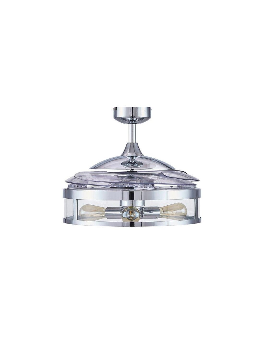 Steel with Clear Glass Shade Retractable Blade Ceiling Fan - LV LIGHTING