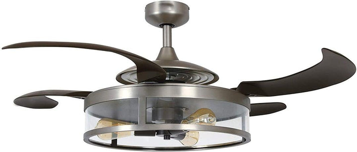 Steel with Clear Glass Shade Retractable Blade Ceiling Fan - LV LIGHTING