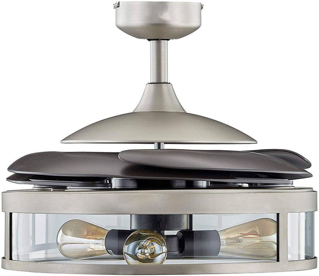Steel with Clear Glass Shade Retractable Blade Ceiling Fan - LV LIGHTING