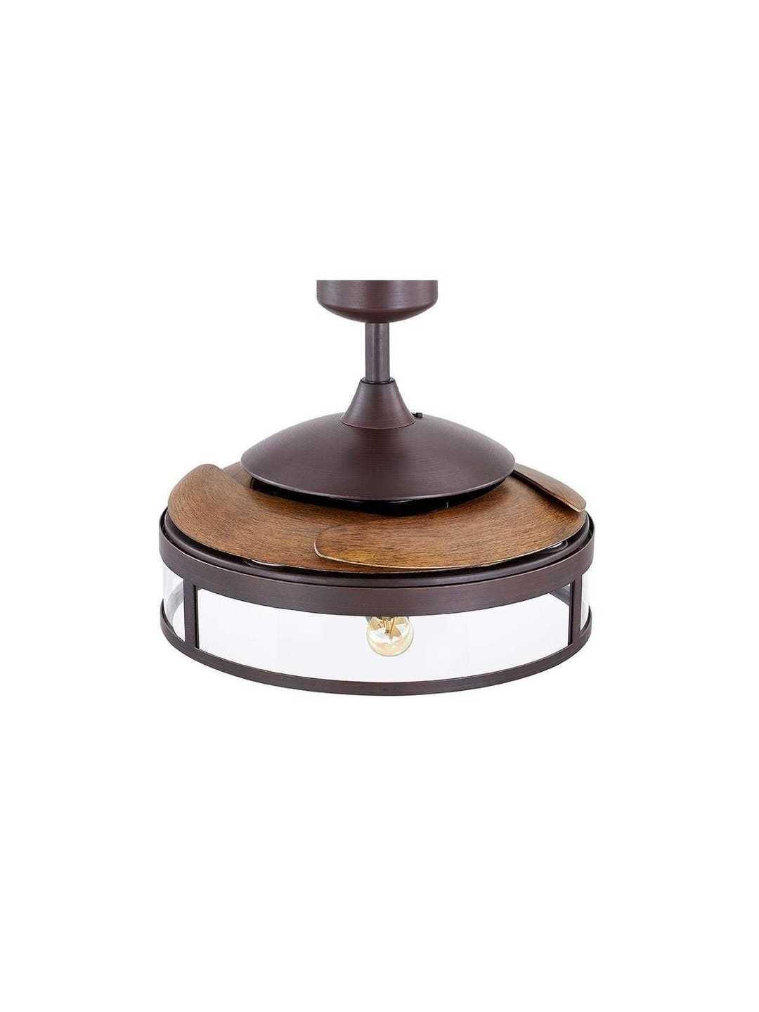 Steel with Clear Glass Shade Retractable Blade Ceiling Fan - LV LIGHTING