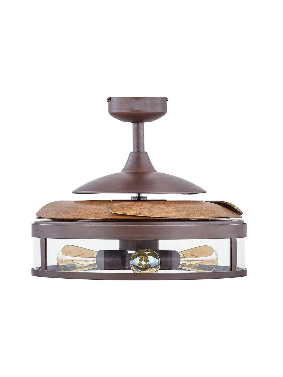 Steel with Clear Glass Shade Retractable Blade Ceiling Fan - LV LIGHTING