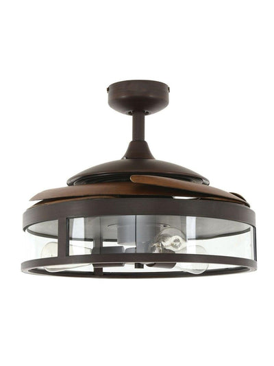 Steel with Clear Glass Shade Retractable Blade Ceiling Fan - LV LIGHTING