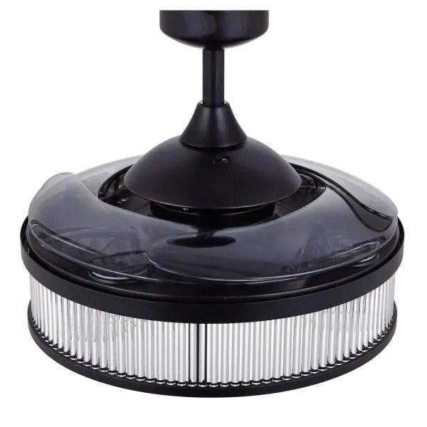 Steel with Clear Glass Shade Retractable Blade Ceiling Fan - LV LIGHTING