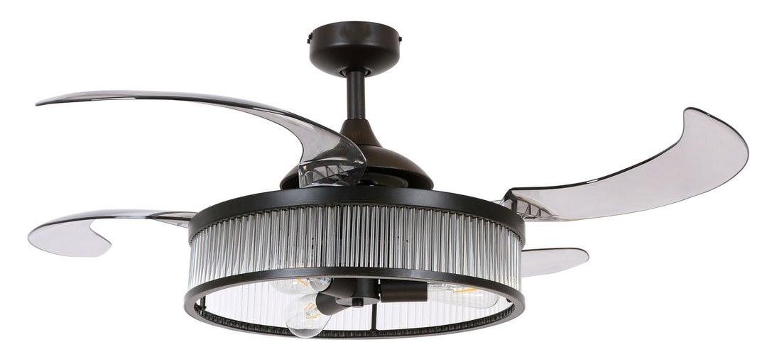 Steel with Clear Glass Shade Retractable Blade Ceiling Fan - LV LIGHTING