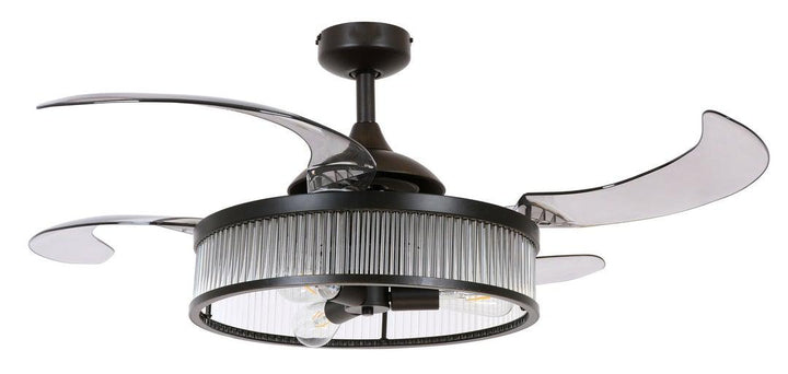 Steel with Clear Glass Shade Retractable Blade Ceiling Fan - LV LIGHTING