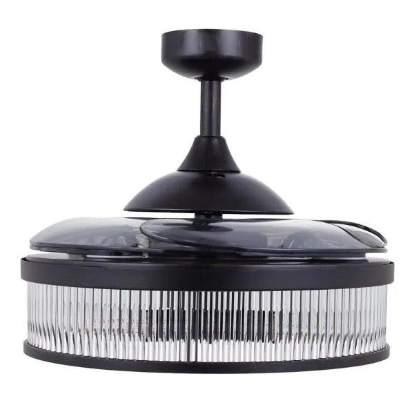 Steel with Clear Glass Shade Retractable Blade Ceiling Fan - LV LIGHTING