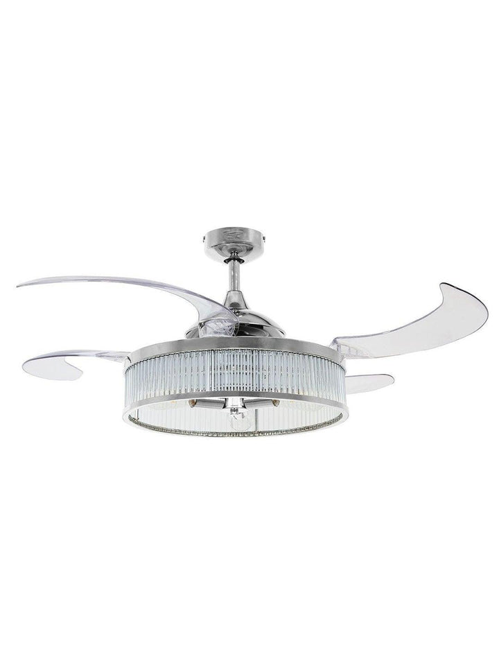 Steel with Clear Glass Shade Retractable Blade Ceiling Fan - LV LIGHTING