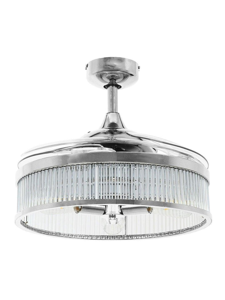 Steel with Clear Glass Shade Retractable Blade Ceiling Fan - LV LIGHTING