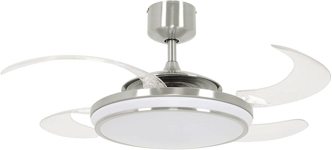 LED Steel with Clear Retractable Blade Ceiling Fan - LV LIGHTING