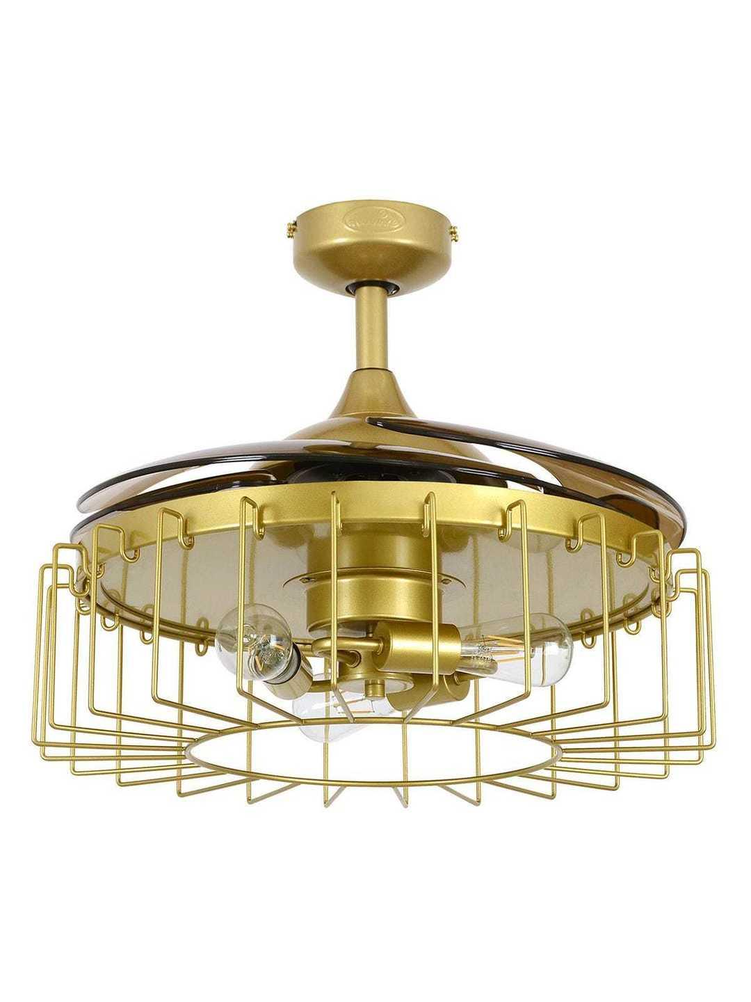 Steel with Open Air Frame Retractable Blade Ceiling Fan - LV LIGHTING