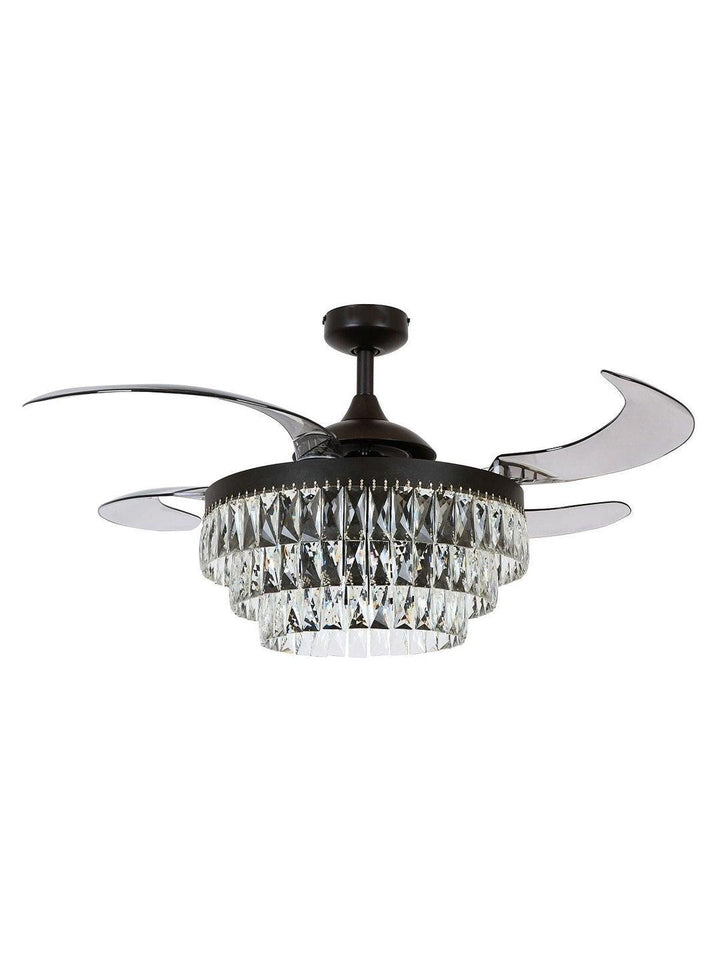 Steel with Clear Crystal Retractable Blade Ceiling Fan - LV LIGHTING
