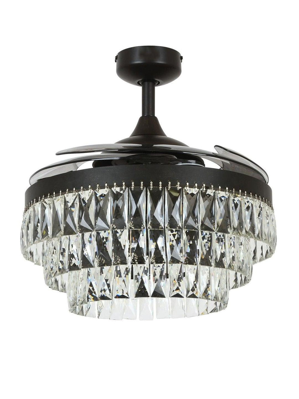 Steel with Clear Crystal Retractable Blade Ceiling Fan - LV LIGHTING