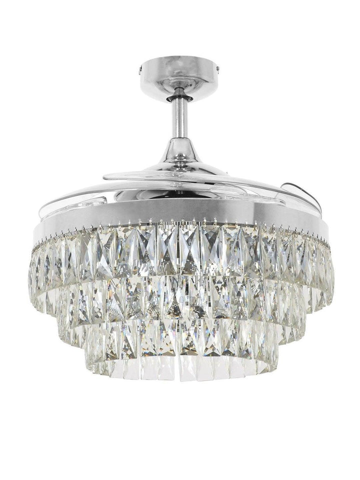 Steel with Clear Crystal Retractable Blade Ceiling Fan - LV LIGHTING