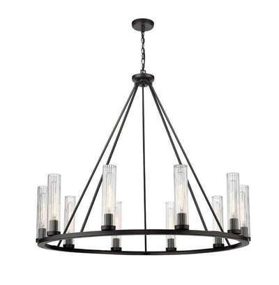 Steel Ring with Clear Glass Tube Chandelier - LV LIGHTING