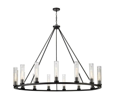 Steel Ring with Clear Glass Tube Chandelier - LV LIGHTING