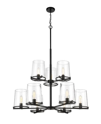 Steel with Clear Glass Shade 2 Tier Chandelier - LV LIGHTING