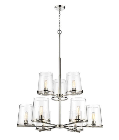 Steel with Clear Glass Shade 2 Tier Chandelier - LV LIGHTING