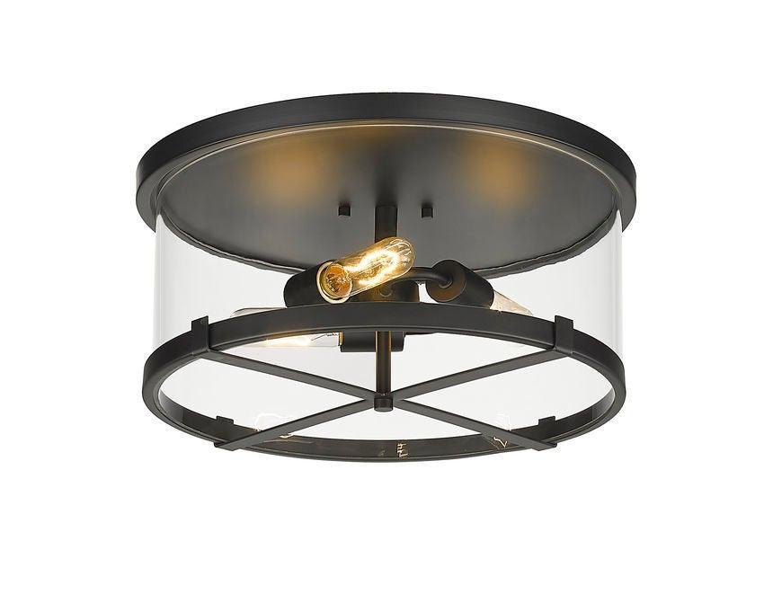 Steel with Clear Glass Shade Round Flush Mount - LV LIGHTING