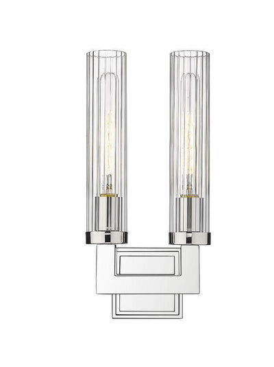 Steel with Cylindrical Clear Glass Tube Wall Sconce - LV LIGHTING