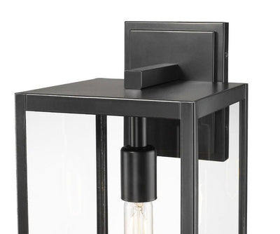 Black with Clear Glass Shade Outdoor Wall Sconce - LV LIGHTING