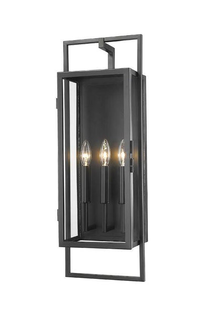 Black with Clear Glass Shade Outdoor Wall Sconce - LV LIGHTING