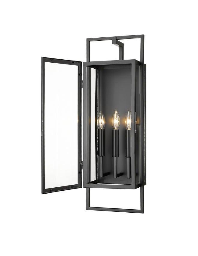 Black with Clear Glass Shade Outdoor Wall Sconce - LV LIGHTING