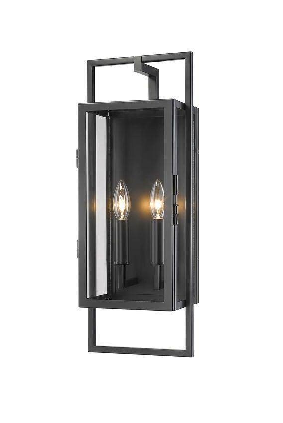 Black with Clear Glass Shade Outdoor Wall Sconce - LV LIGHTING