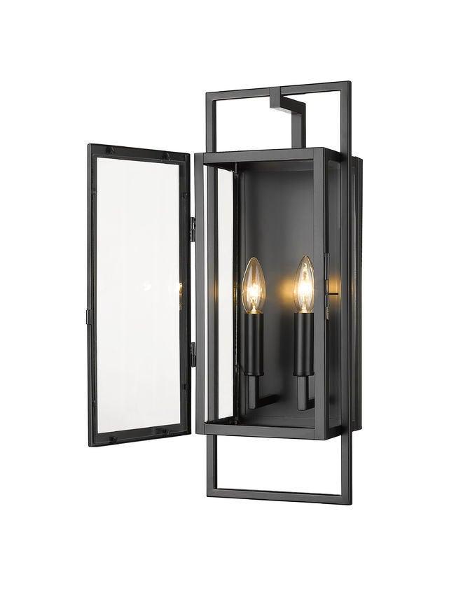 Black with Clear Glass Shade Outdoor Wall Sconce - LV LIGHTING