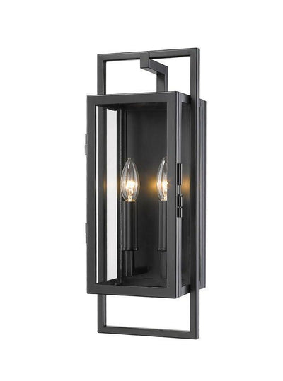 Black with Clear Glass Shade Outdoor Wall Sconce - LV LIGHTING