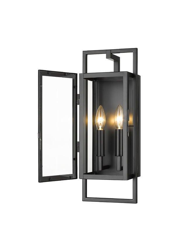 Black with Clear Glass Shade Outdoor Wall Sconce - LV LIGHTING