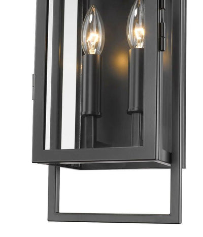 Black with Clear Glass Shade Outdoor Wall Sconce - LV LIGHTING