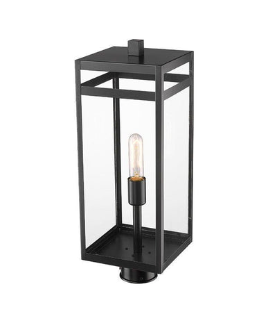 Black with Clear Glass Shade Outdoor Post Light - LV LIGHTING