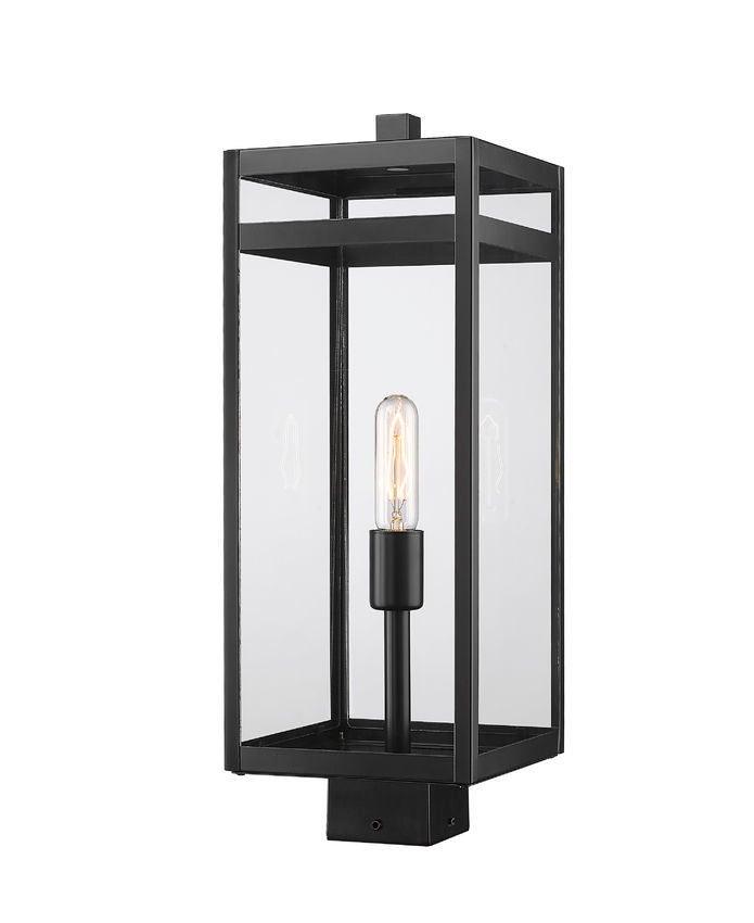 Black with Clear Glass Shade Outdoor Post Light - LV LIGHTING