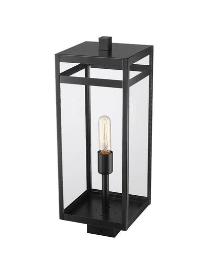 Black with Clear Glass Shade Outdoor Post Light - LV LIGHTING