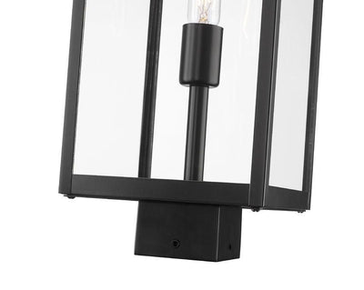 Black with Clear Glass Shade Outdoor Post Light - LV LIGHTING