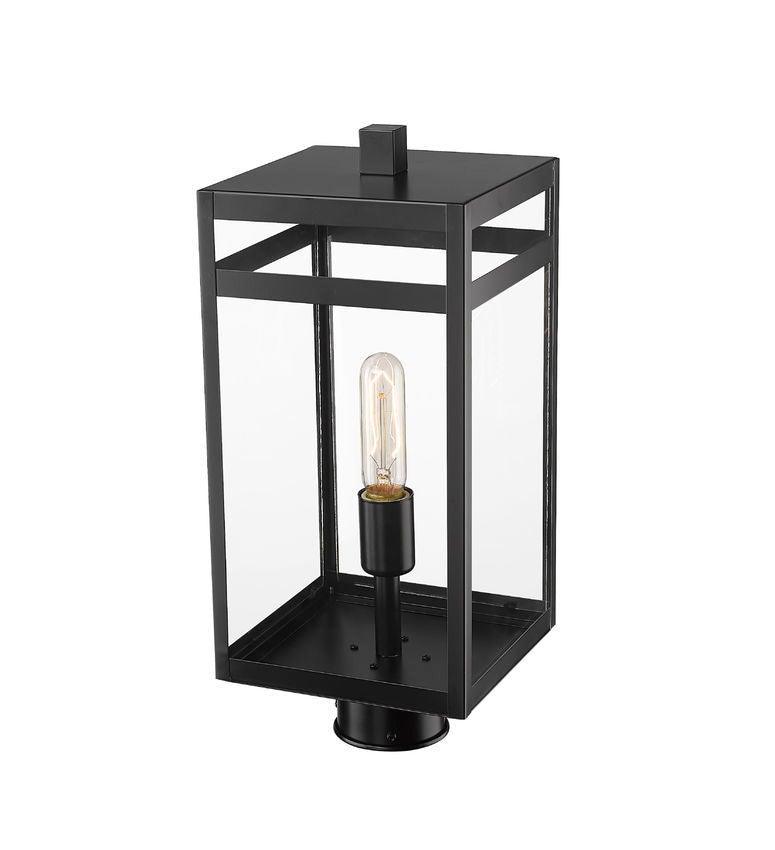 Black with Clear Glass Shade Outdoor Post Light - LV LIGHTING