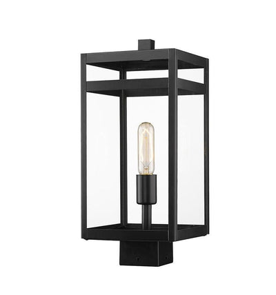 Black with Clear Glass Shade Outdoor Post Light - LV LIGHTING