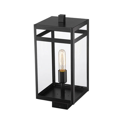 Black with Clear Glass Shade Outdoor Post Light - LV LIGHTING