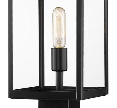 Black with Clear Glass Shade Outdoor Post Light - LV LIGHTING