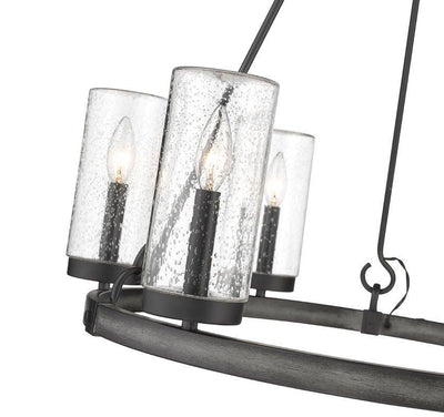 Steel with Clear Cylindrical Seedy Glass Shade Outdoor Pendant - LV LIGHTING