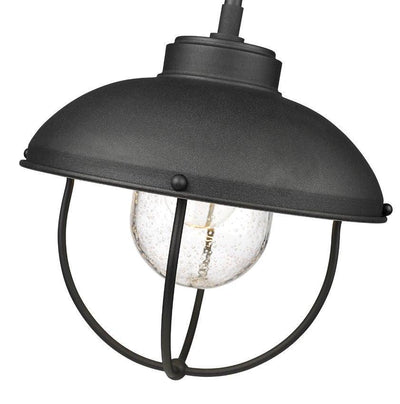 Steel with Open Air Frame with Clear Seedy Glass Shade Outdoor Pendant - LV LIGHTING