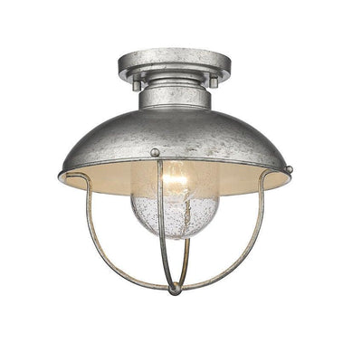 Steel with Open Air Frame with Clear Seedy Glas Shade Outdoor Flush Mount - LV LIGHTING