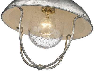 Steel with Open Air Frame with Clear Seedy Glas Shade Outdoor Flush Mount - LV LIGHTING